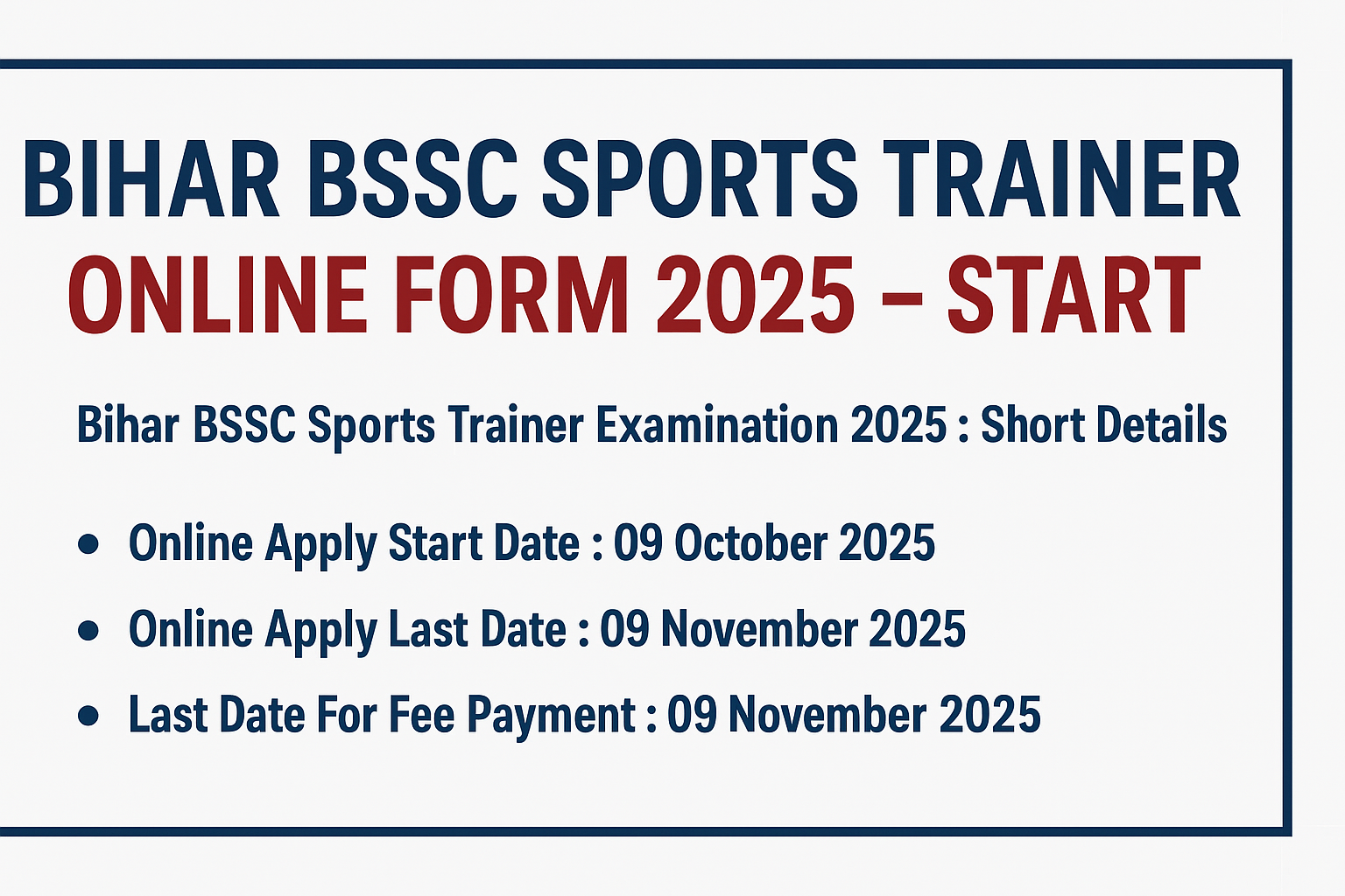 Bihar BSSC Sports Trainer Recruitment 2025