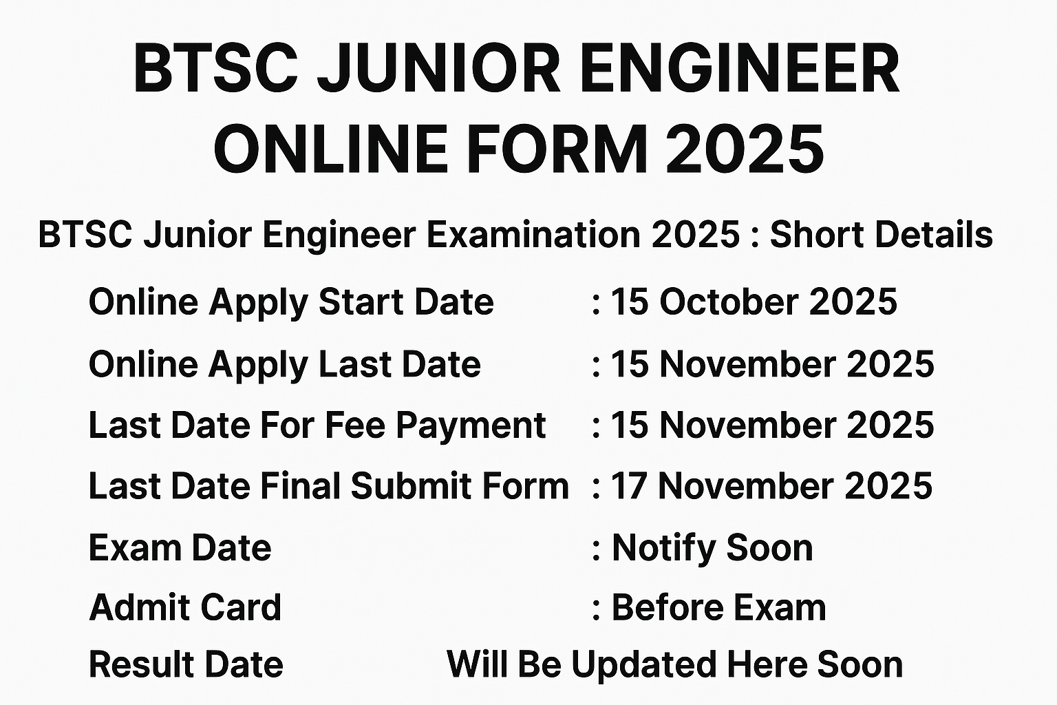 BTSC Junior Engineer Recruitment 2025
