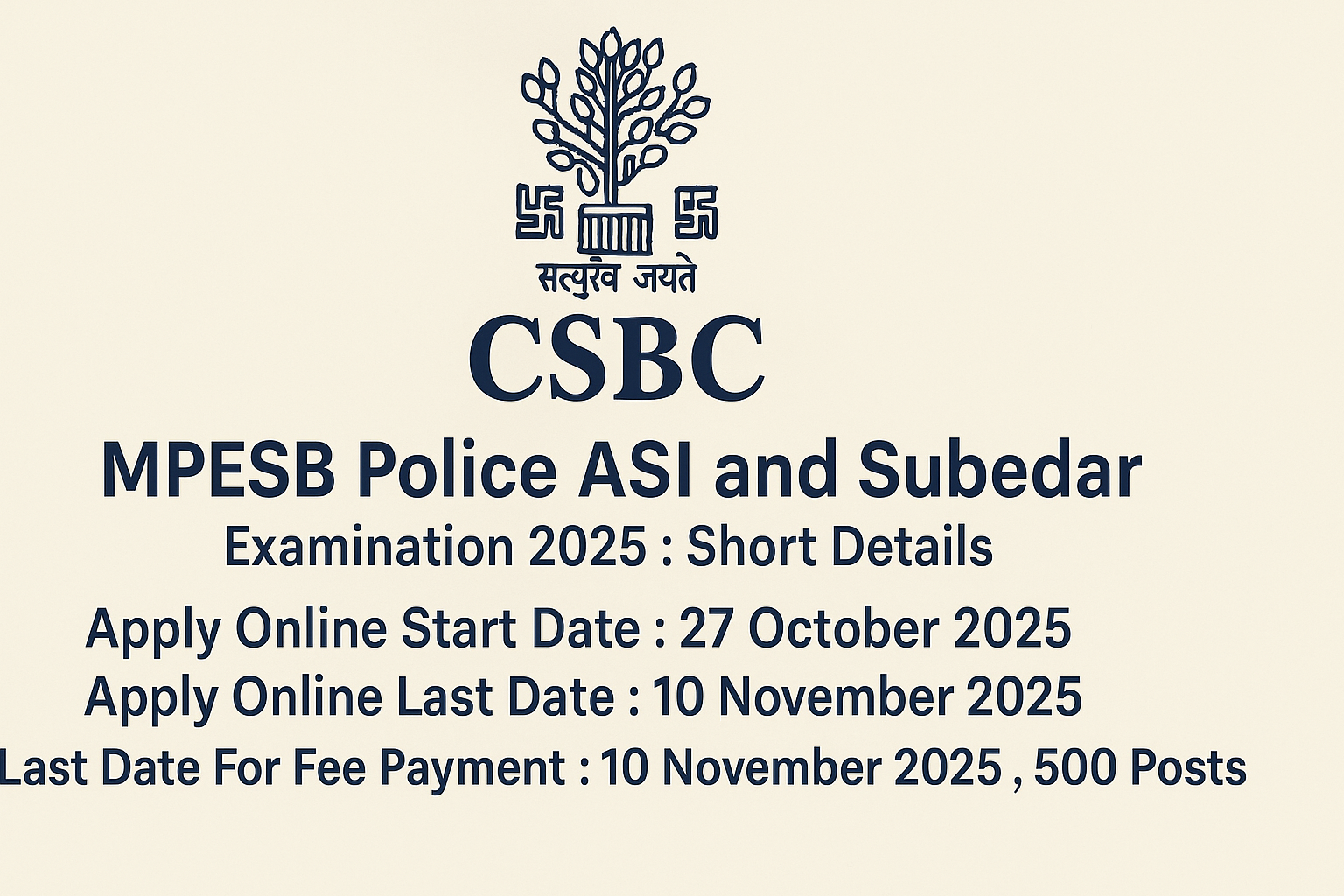 MPESB Police ASI and Subedar Recruitment 2025