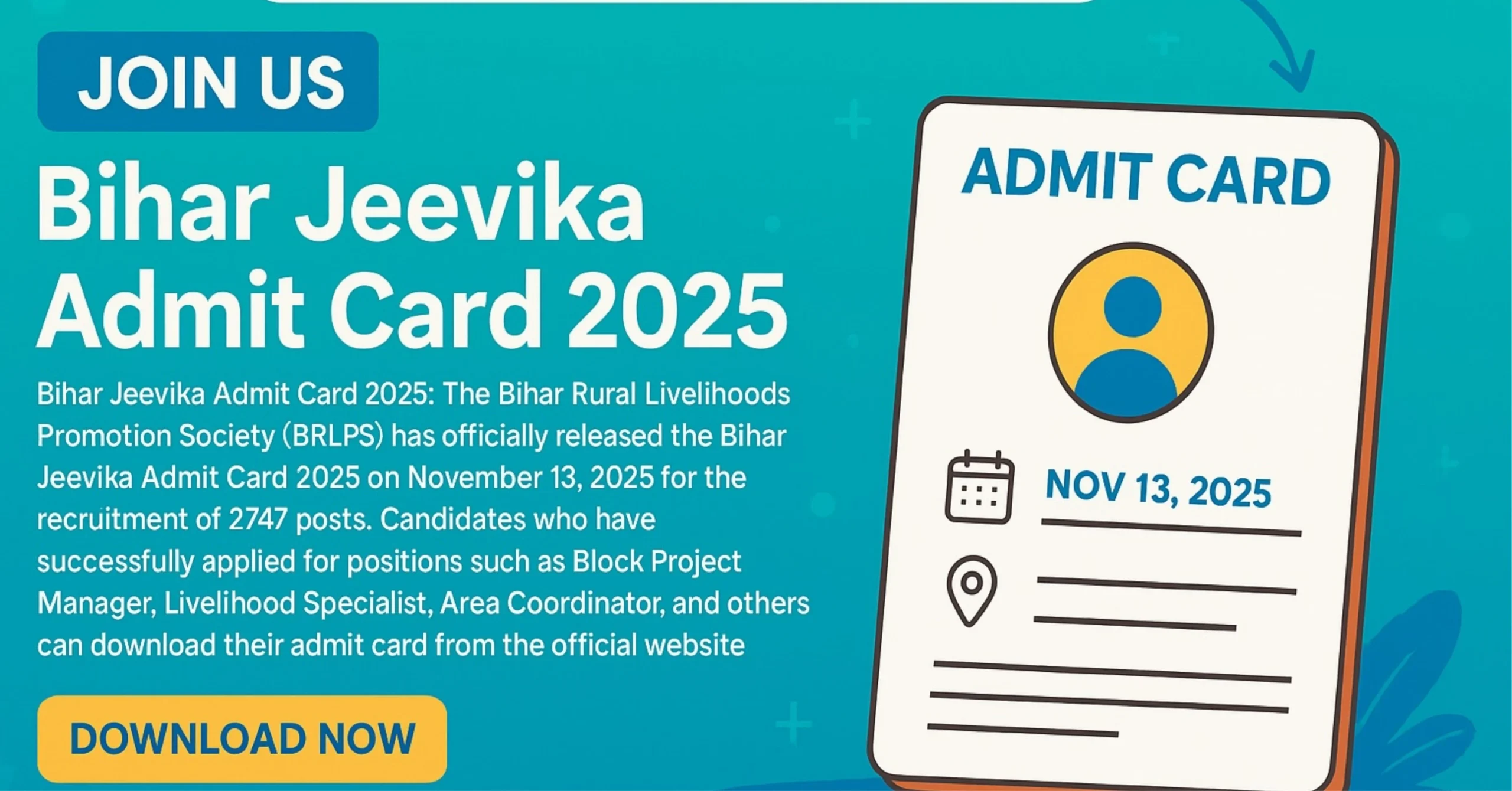 Bihar Jeevika Admit Card Download 2025