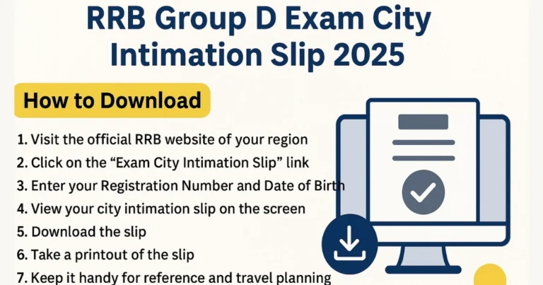 Read more about the article RRB Group D Exam City Intimation Slip 2025