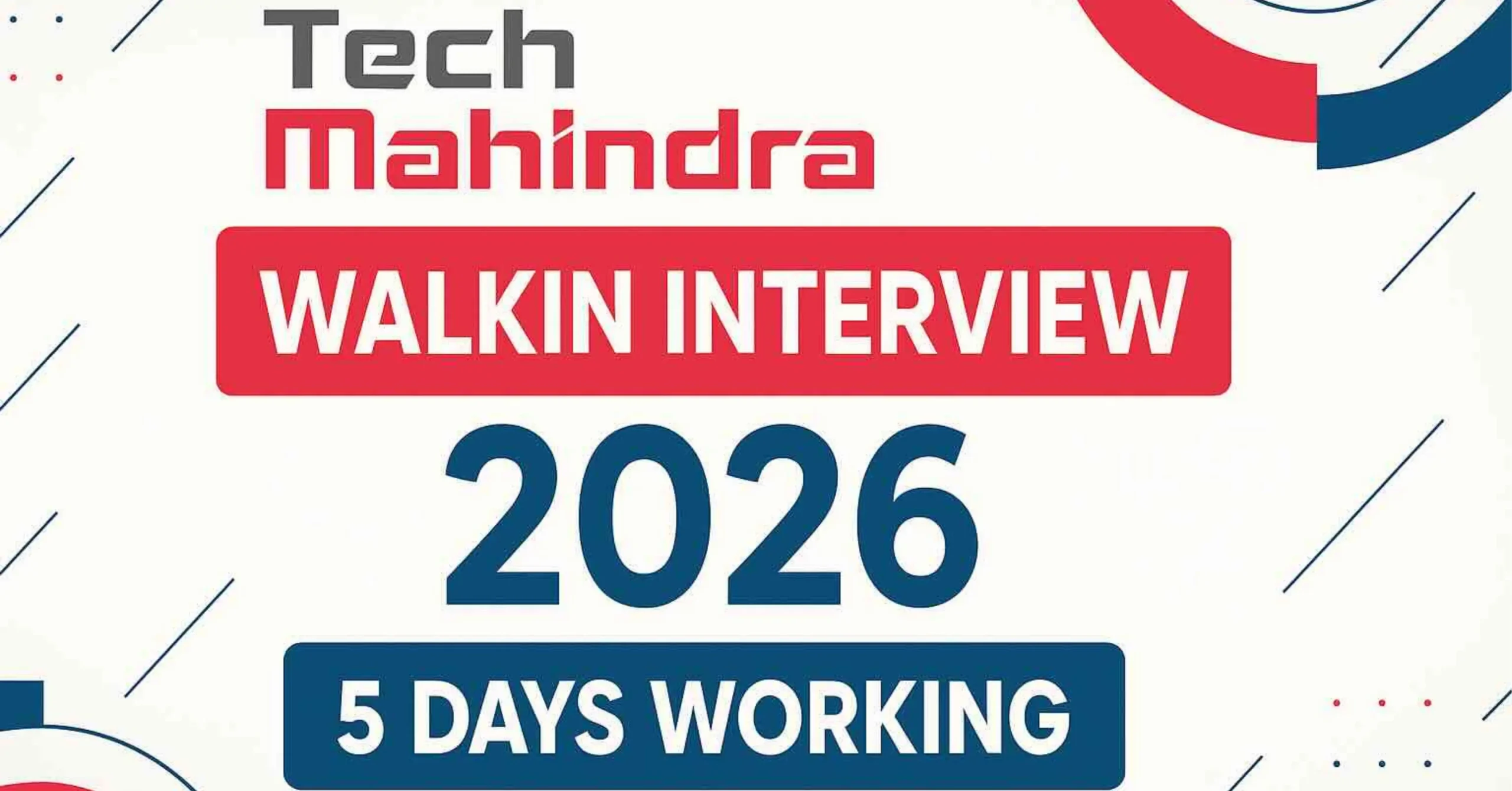 Read more about the article Tech Mahindra Walkin Interview 2026 – 5 Days Working