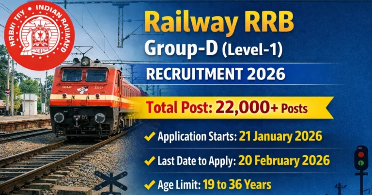 Read more about the article Railway RRB Group-D (Level-1) Recruitment 2026