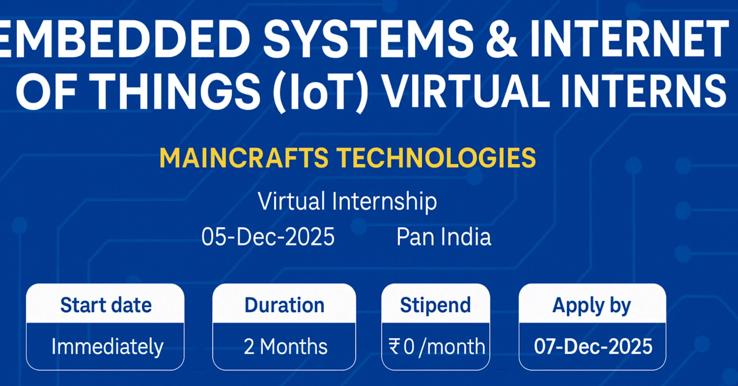 Read more about the article Internet of Things Virtual Internship 2025 – MainCrafts Technologies