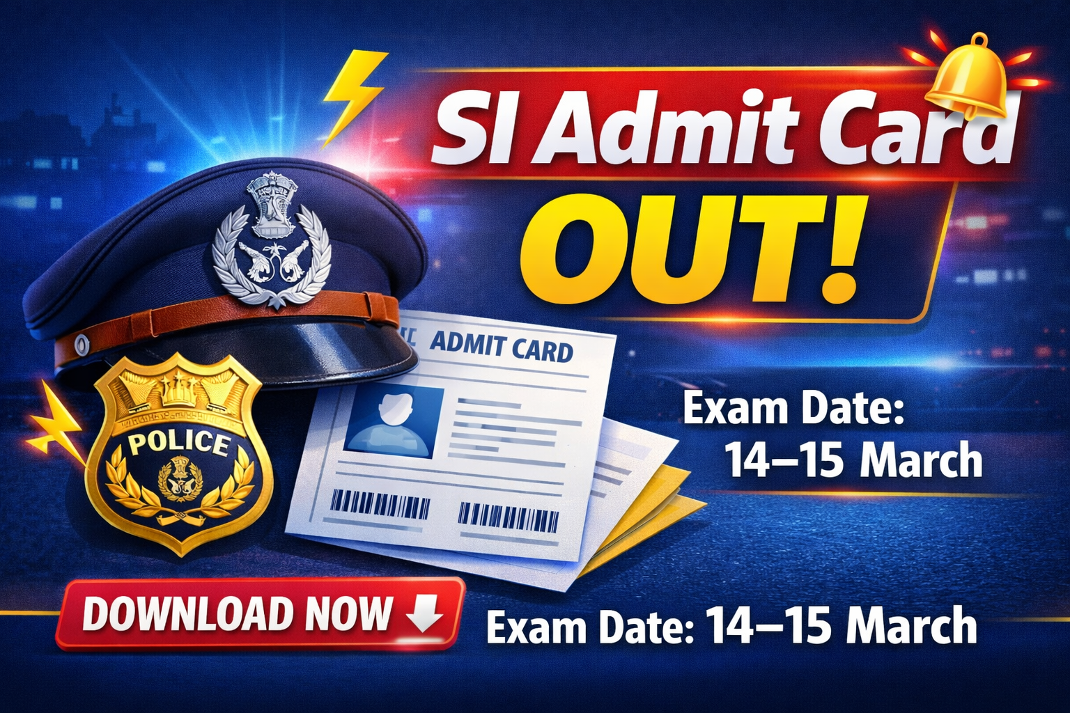 Read more about the article UP Police SI Admit Card 2026 Out, Exam on Mar 14-15