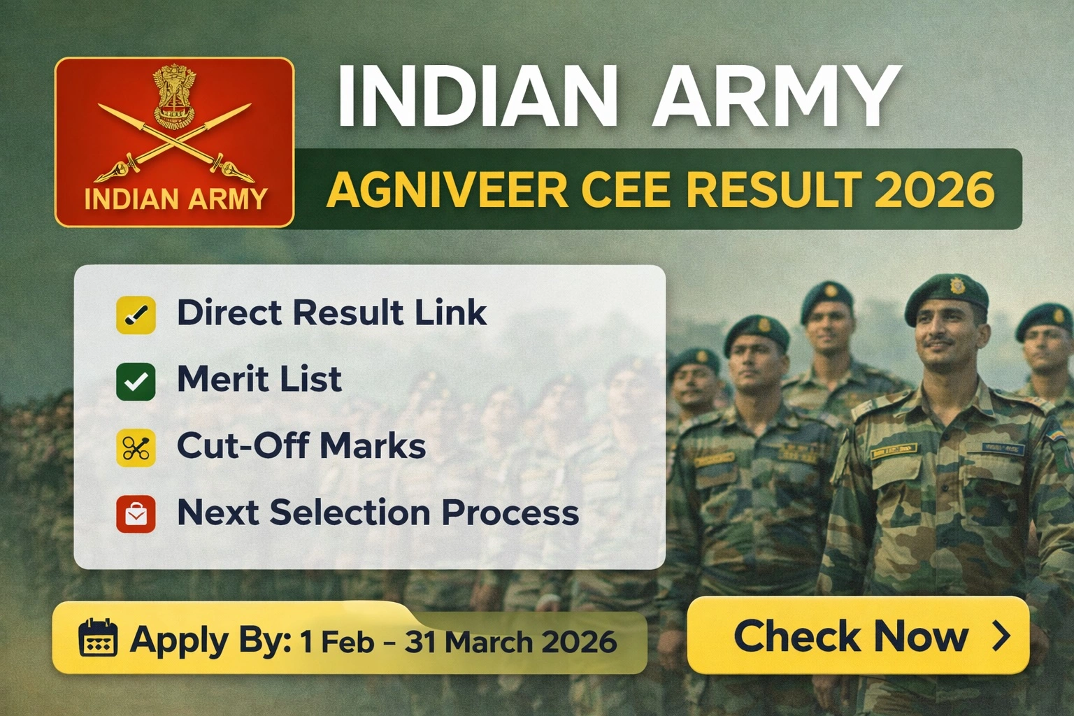Indian Army Agniveer CEE Result 2026