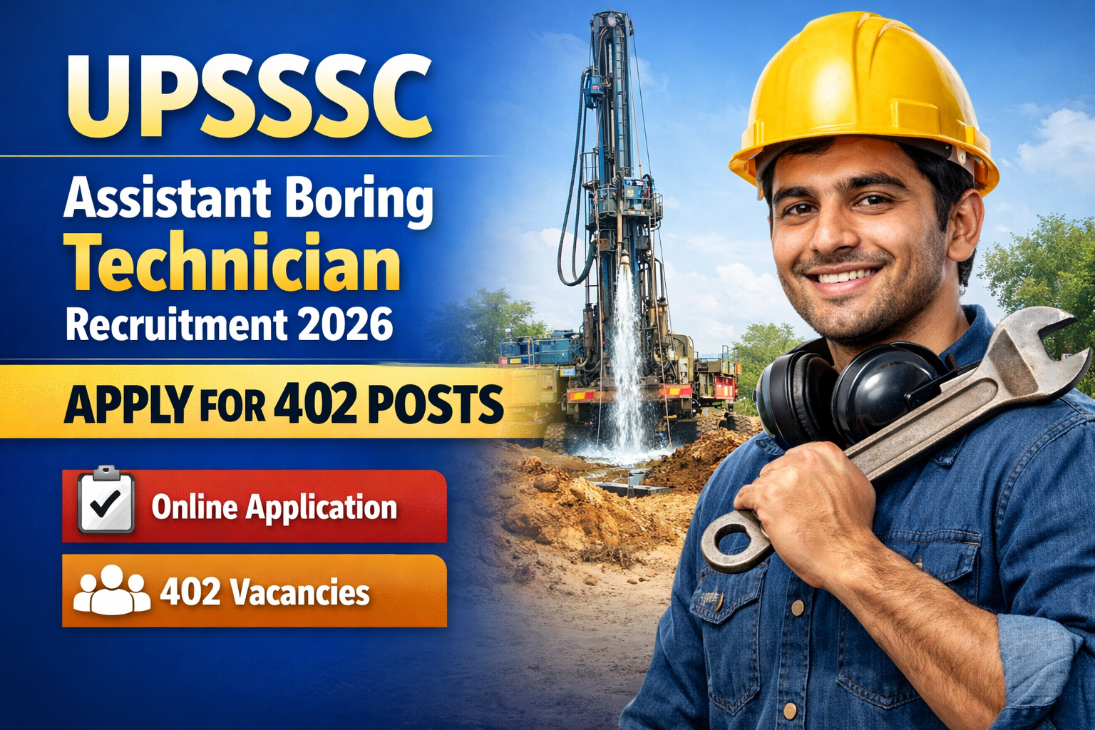 UPSSSC Assistant Boring Technician Recruitment 2026: Apply for 402 Posts