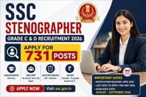 SSC Stenographer Grade C D Recruitment 2026: Apply for 731 Posts