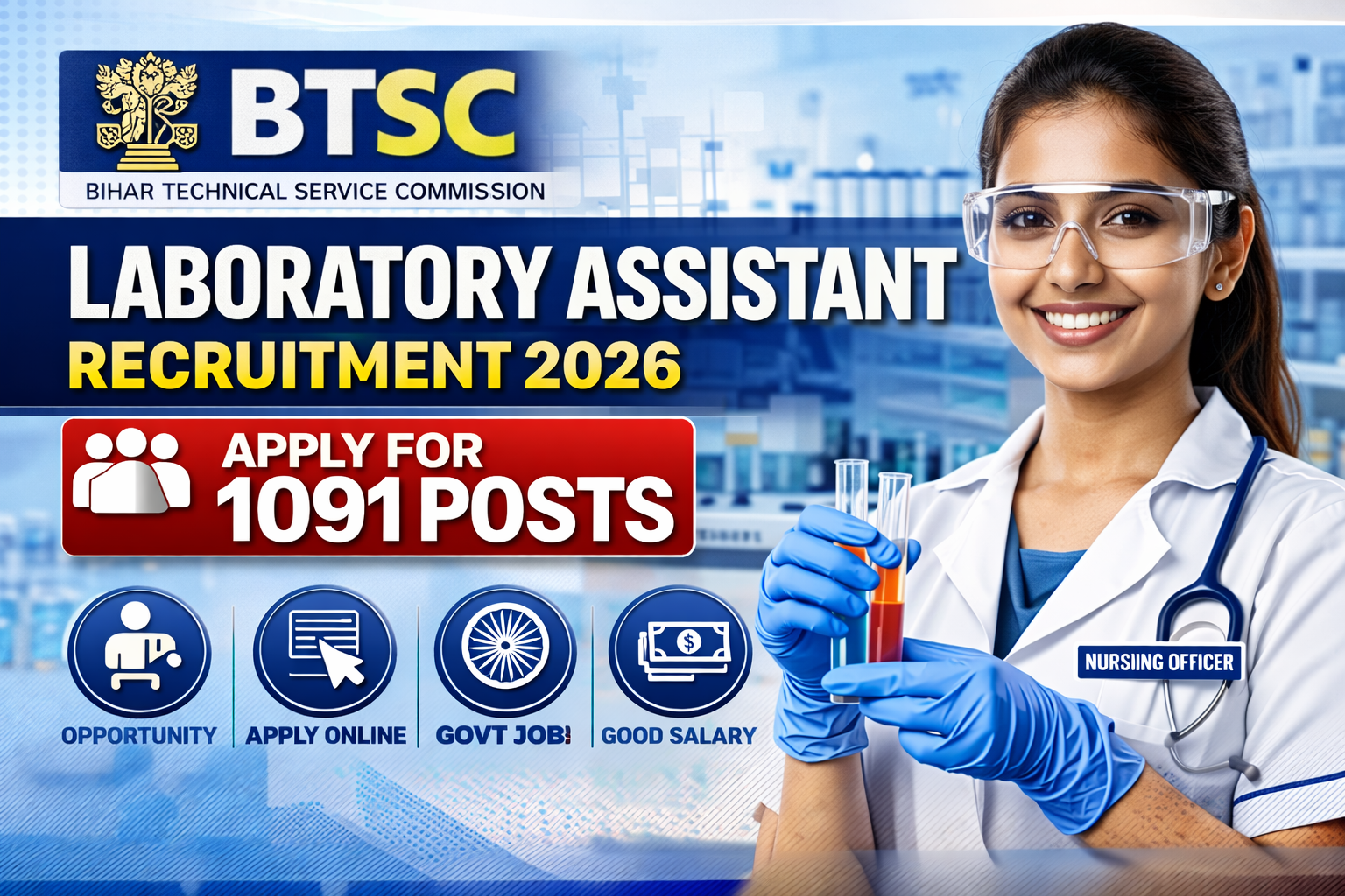 Read more about the article BTSC Laboratory Assistant Recruitment 2026: Apply for 1091 Posts